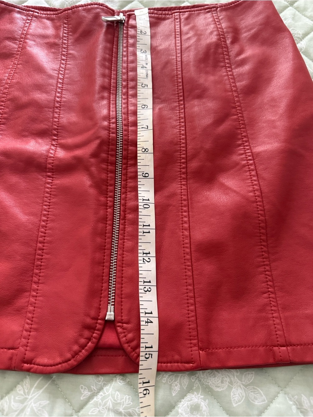 Free People Red Faux Leather Zip Mini Skirt - Picture 9 of 9